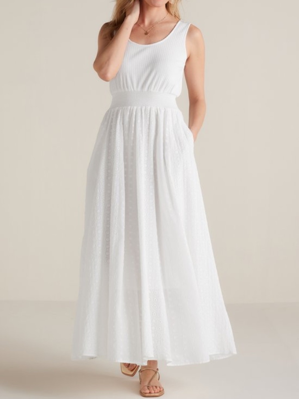 SOFT SURROUNDINGS Zosia All White Eyelet Lace Maxi Tank Dress NEW NWT Size 2X